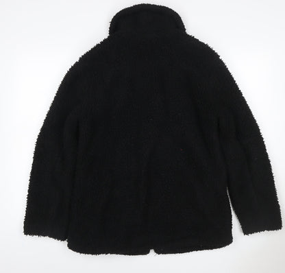 Topshop Women’s Black Borg Fleece Zip Jacket UK 10 Lined