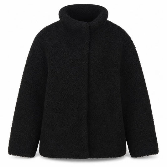 Topshop Women’s Black Borg Fleece Zip Jacket UK 10 Lined