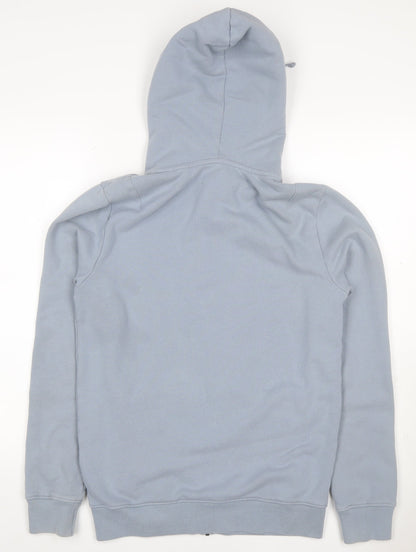 AllSaints Men’s Blue XS Full Zip Hooded Cotton Logo Hoodie