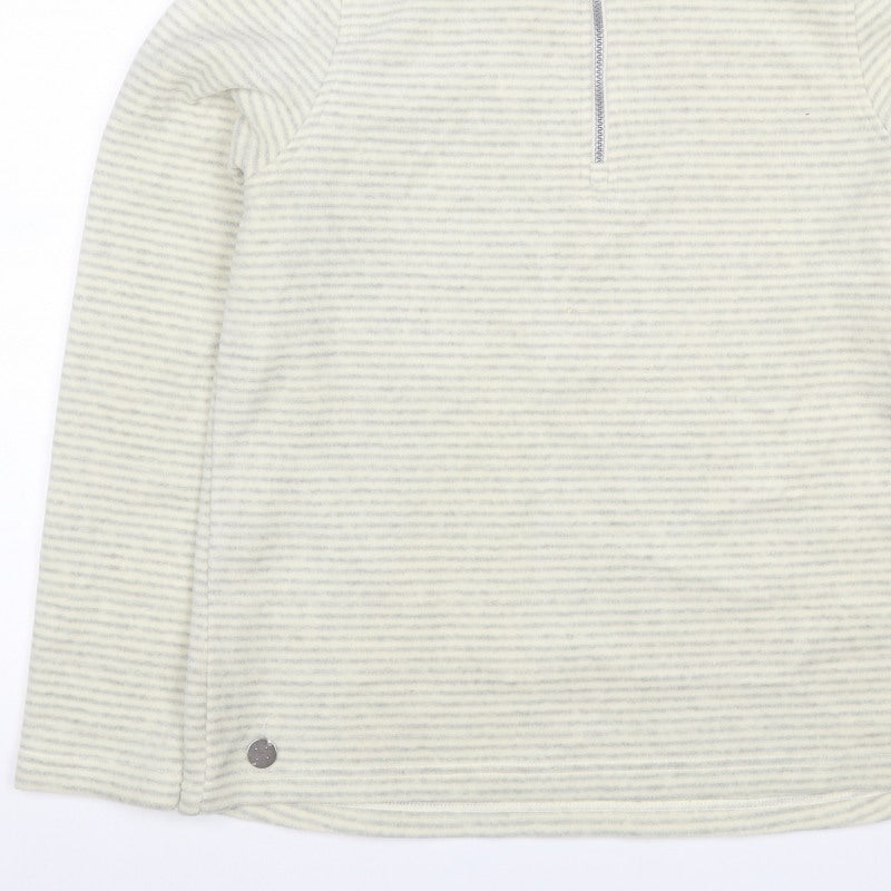 Regatta Women’s Ivory Grey Striped UK 16 1/4 Zip Fleece Sweatshirt