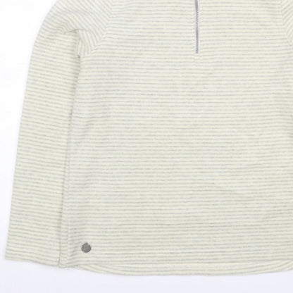 Regatta Women’s Ivory Grey Striped UK 16 1/4 Zip Fleece Sweatshirt