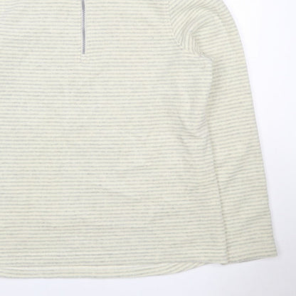 Regatta Women’s Ivory Grey Striped UK 16 1/4 Zip Fleece Sweatshirt