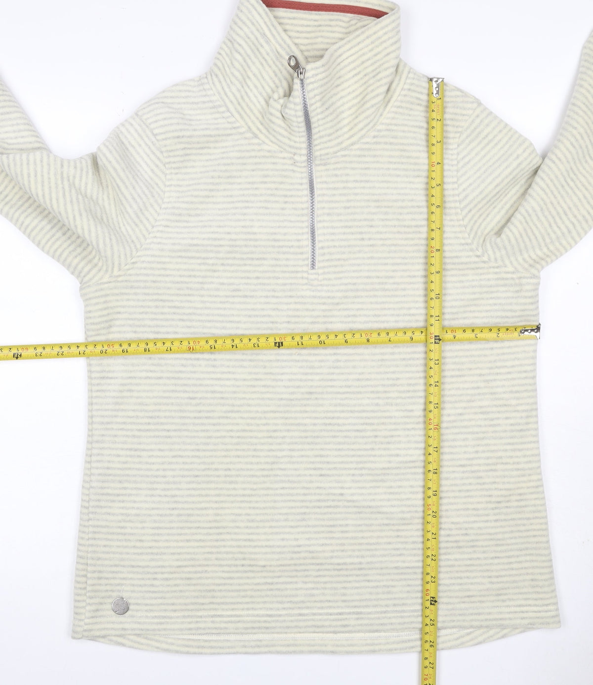 Regatta Women’s Ivory Grey Striped UK 16 1/4 Zip Fleece Sweatshirt