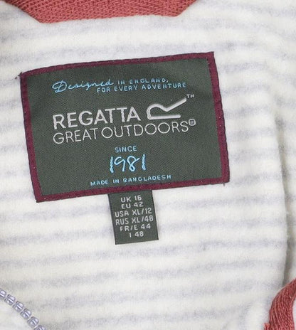 Regatta Women’s Ivory Grey Striped UK 16 1/4 Zip Fleece Sweatshirt