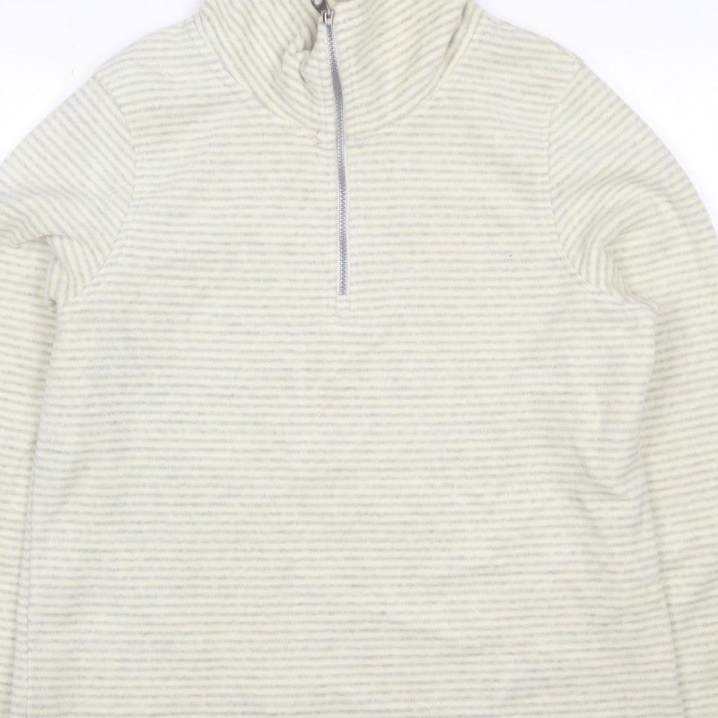 Regatta Women’s Ivory Grey Striped UK 16 1/4 Zip Fleece Sweatshirt