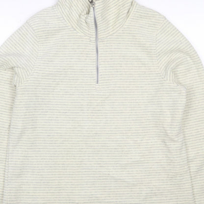 Regatta Women’s Ivory Grey Striped UK 16 1/4 Zip Fleece Sweatshirt