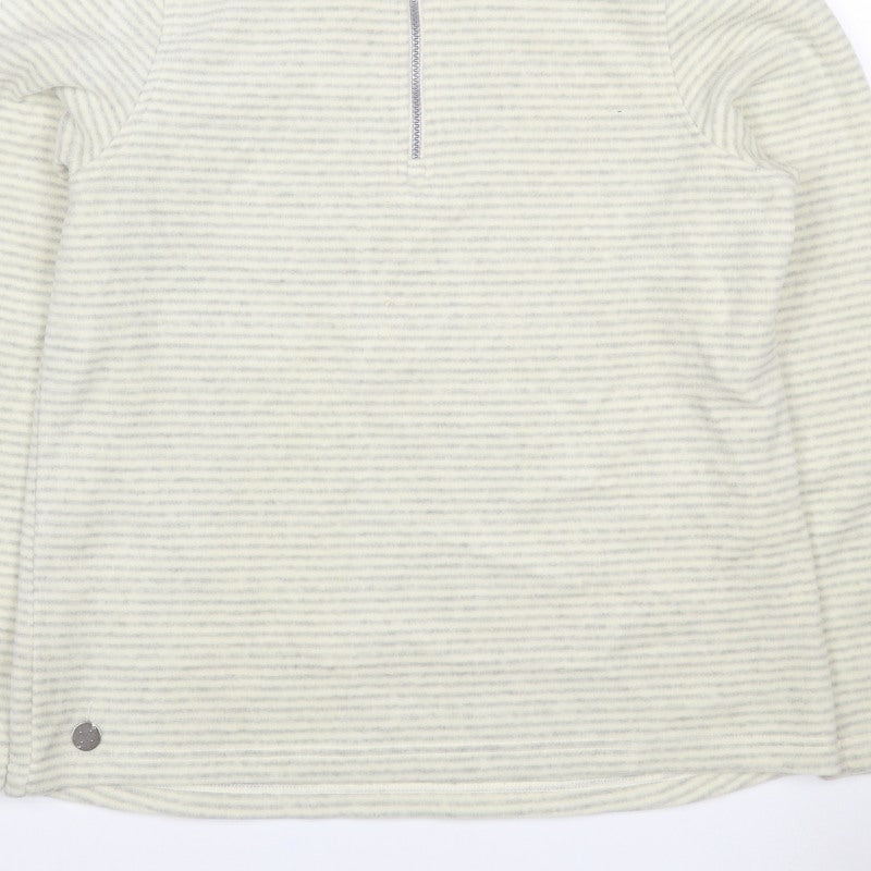 Regatta Women’s Ivory Grey Striped UK 16 1/4 Zip Fleece Sweatshirt