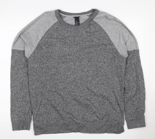 H&M Men’s Grey Marl L Pullover Crew Neck Cotton Blend Sweatshirt