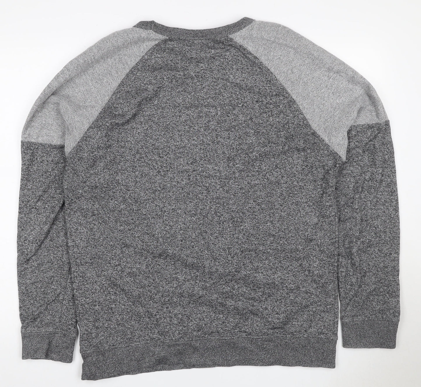 H&M Men’s Grey Marl L Pullover Crew Neck Cotton Blend Sweatshirt