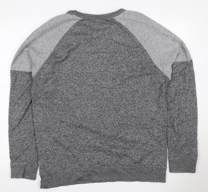 H&M Men’s Grey Marl L Pullover Crew Neck Cotton Blend Sweatshirt