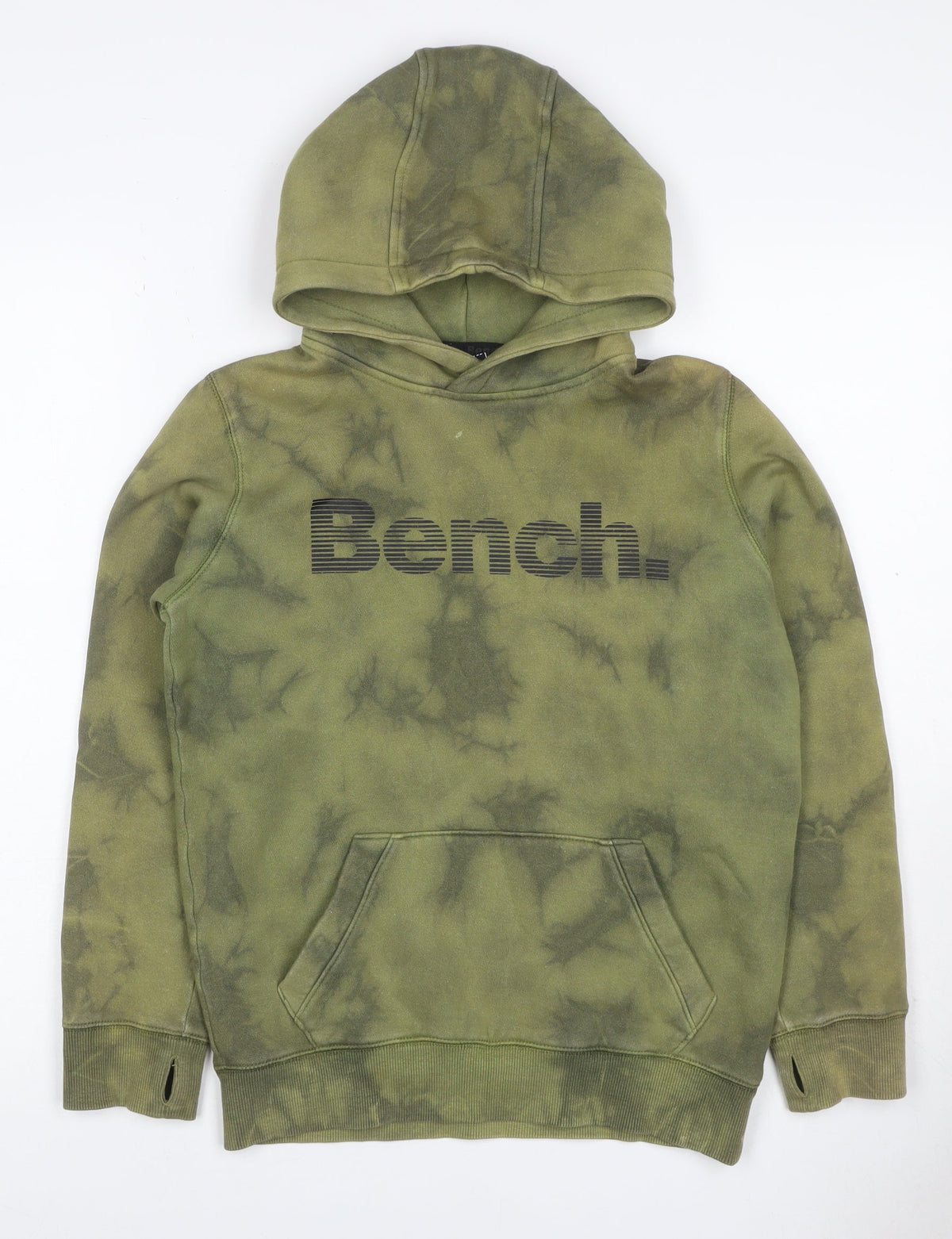 Bench. Boys Green Tie Dye Logo Pullover Hoodie Age 11-12 Years