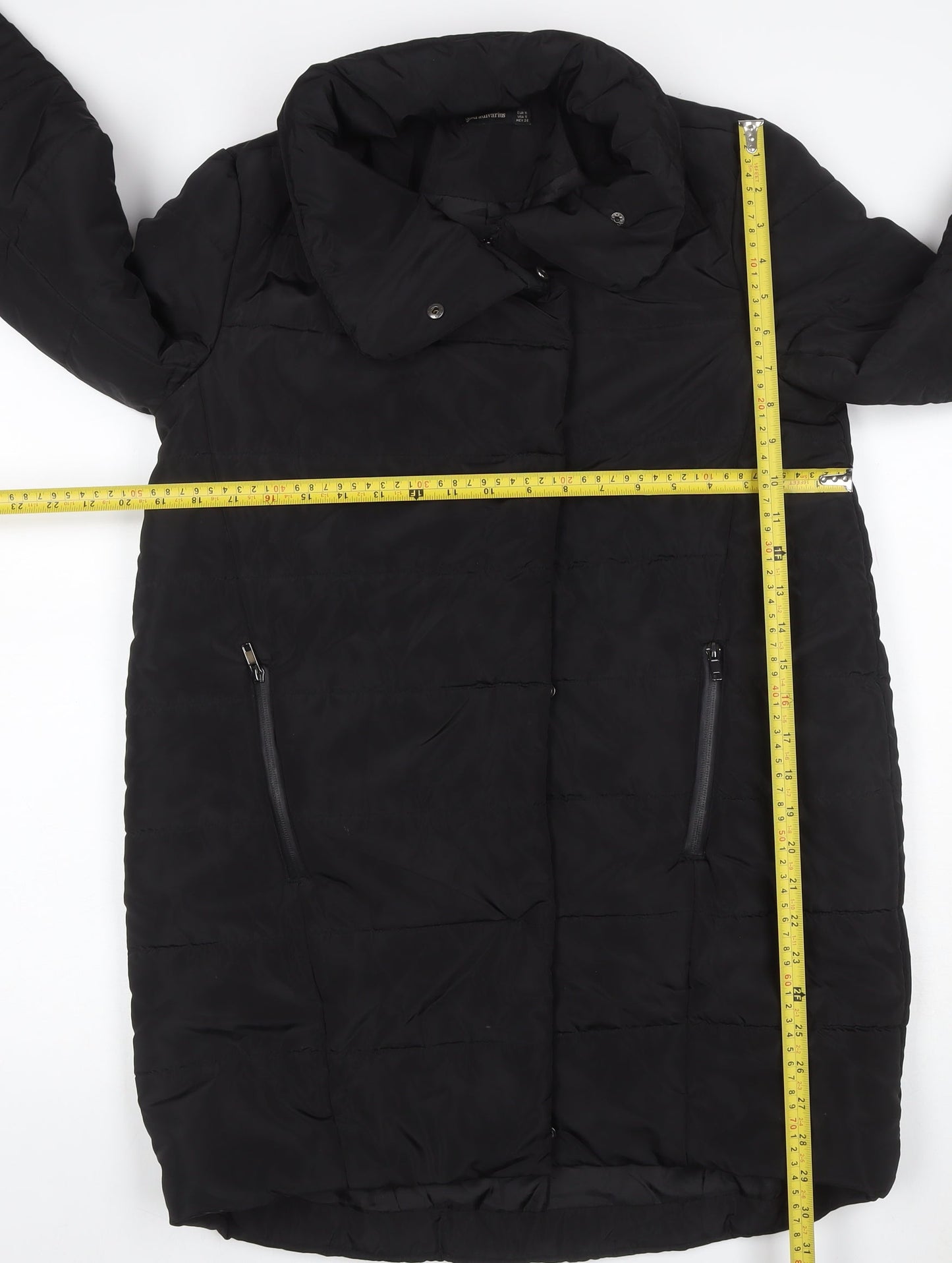 Stradivarius Women Black Size S Puffer Jacket Mid-Length Quilted