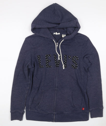 Levi's Women’s Blue Full Zip Hoodie Size S Logo Fleece