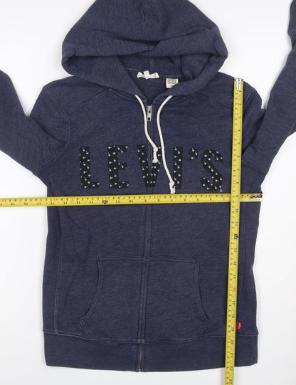 Levi's Women’s Blue Full Zip Hoodie Size S Logo Fleece