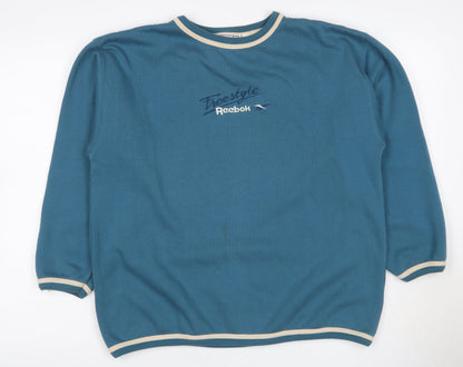 Reebok Teens Blue Size 12 Vintage Freestyle Logo Fleece Pullover Sweatshirt