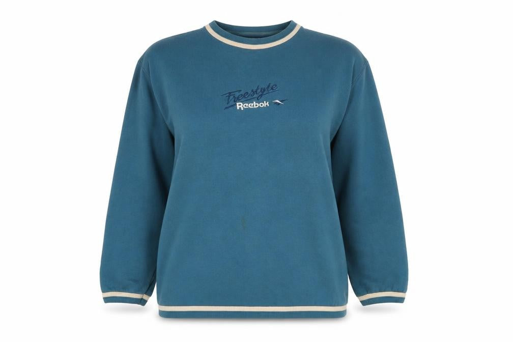 Front view of Reebok Teens Blue, size 12, Vintage Freestyle Logo Fleece Pullover Sweatshirt