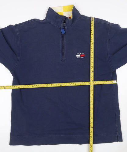 Tommy Hilfiger Men’s Navy M 1/4 Zip Logo Vintage Sweatshirt