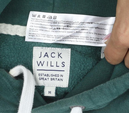 Jack Wills Men’s Green M Pullover Hoodie Logo Graphic Fleece