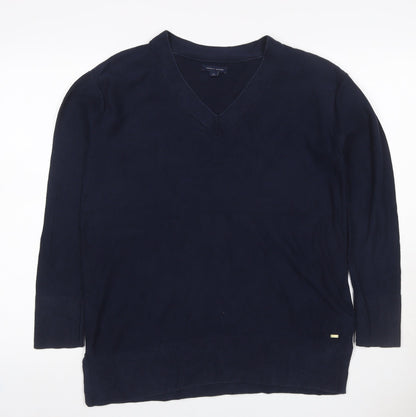 Tommy Hilfiger Men’s Blue M V-Neck Cotton Knit Pullover Jumper