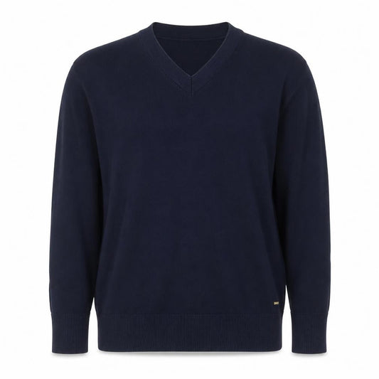 Tommy Hilfiger Men’s Blue M V-Neck Cotton Knit Pullover Jumper