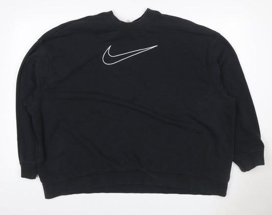 Additional front view of Nike unisex adults black 2xl pullover crew neck logo sweatshirt