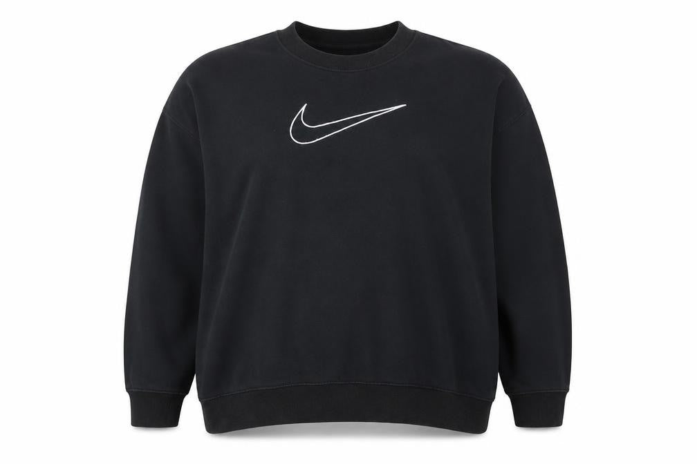 Front view of Nike unisex adults black 2xl pullover crew neck logo sweatshirt
