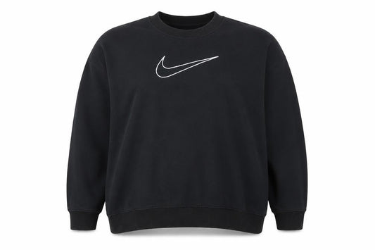 Front view of Nike unisex adults black 2xl pullover crew neck logo sweatshirt