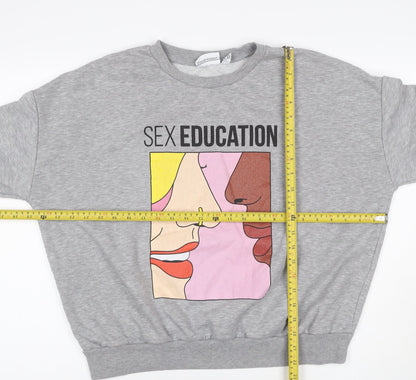 Primark Women Grey M Sex Education Graphic Print Pullover Sweatshirt