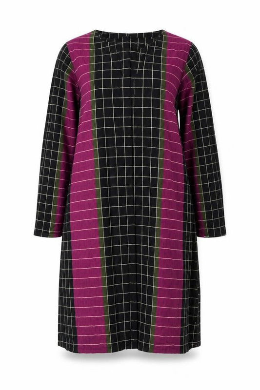 Khaadi Women Multicoloured UK 10 Shift Midi Check Cotton Dress