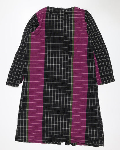 Khaadi Women Multicoloured UK 10 Shift Midi Check Cotton Dress