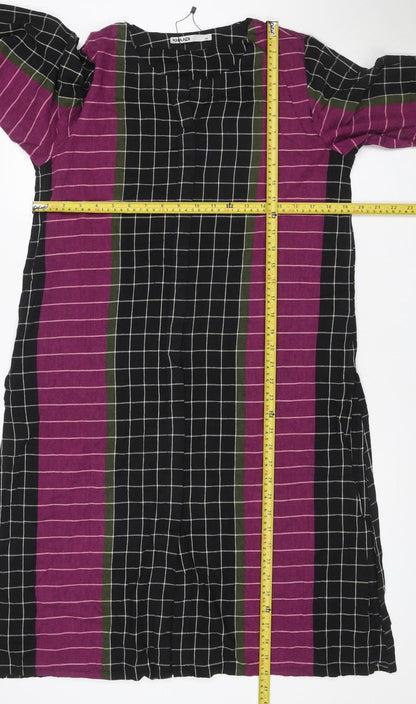 Khaadi Women Multicoloured UK 10 Shift Midi Check Cotton Dress