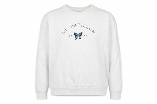 Topshop Women White UK 16 Pullover Sweatshirt Blue Butterfly Graphic