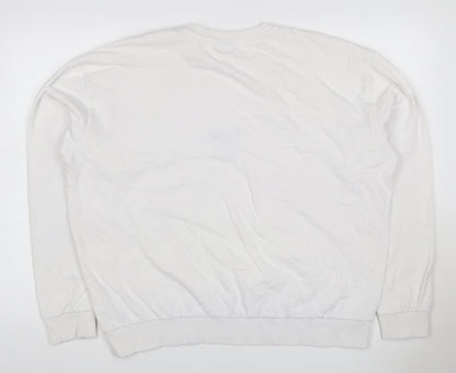 Topshop Women White UK 16 Pullover Sweatshirt Blue Butterfly Graphic