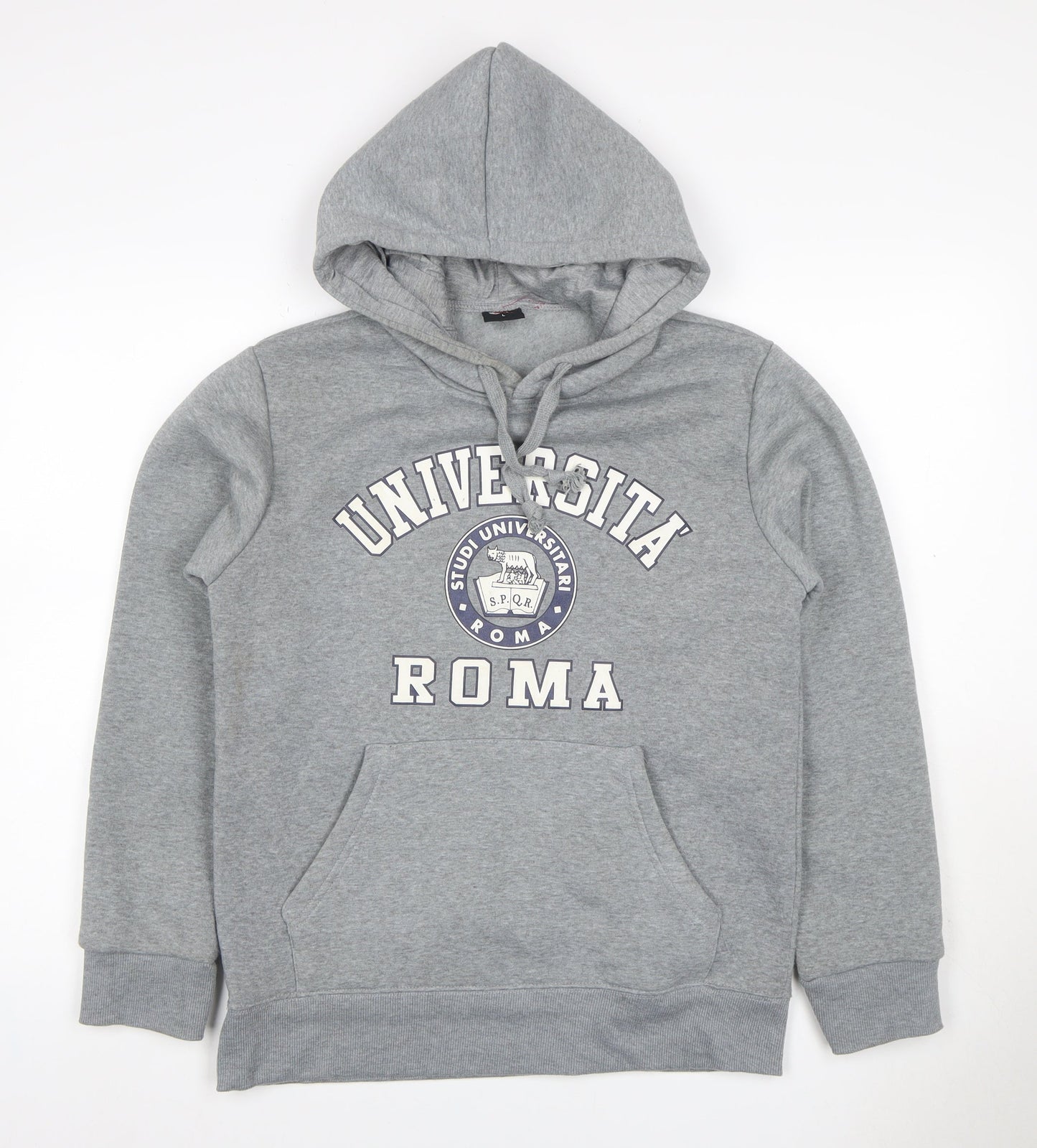 S-HIP Women’s Grey L Pullover Hoodie University Roma Graphic