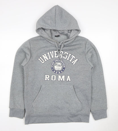S-HIP Women’s Grey L Pullover Hoodie University Roma Graphic