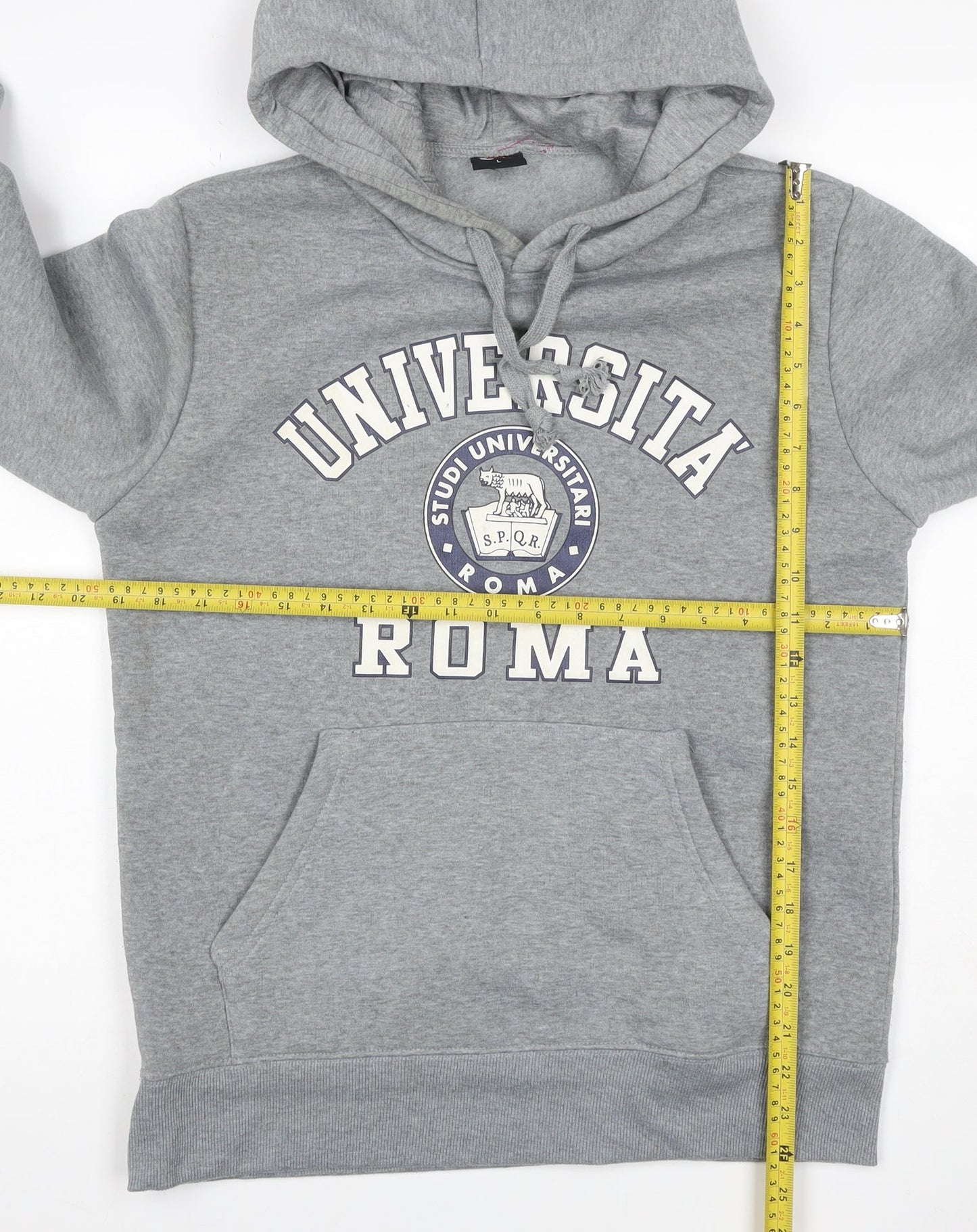 S-HIP Women’s Grey L Pullover Hoodie University Roma Graphic
