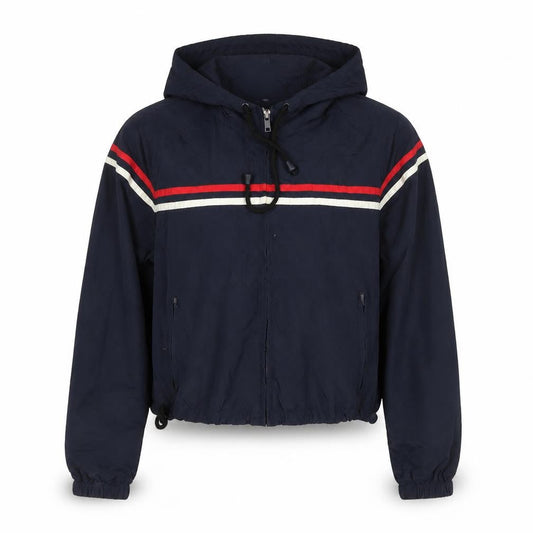 J. Galt Teens Navy S Hooded Cropped Windbreaker Jacket Zip