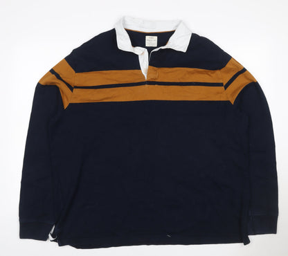 Marks and Spencer Men’s Navy Mustard 3XL Rugby Henley Sweatshirt