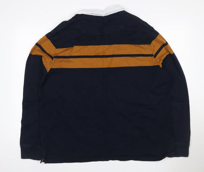 Marks and Spencer Men’s Navy Mustard 3XL Rugby Henley Sweatshirt