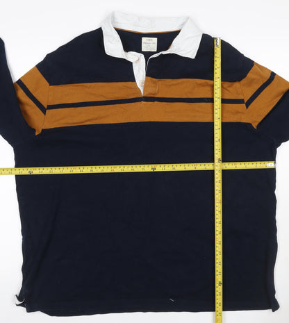 Marks and Spencer Men’s Navy Mustard 3XL Rugby Henley Sweatshirt
