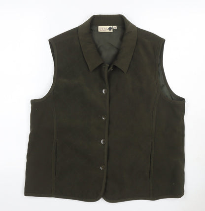 EWM Women’s Black UK 12 Quilted Collared Button Waistcoat