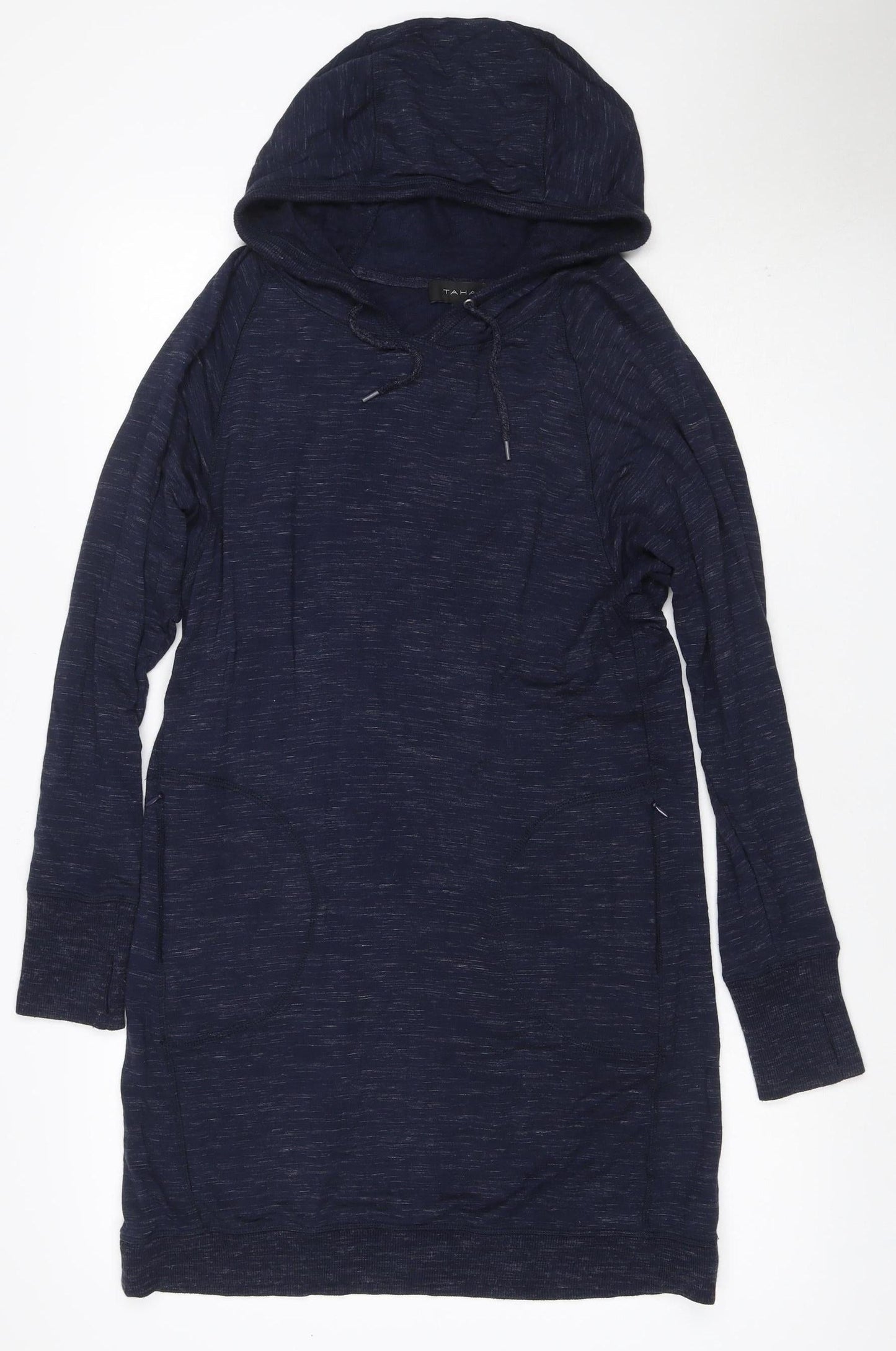 Tahari Women Blue M Pullover Hoodie Drawstring Long Sleeve Pockets
