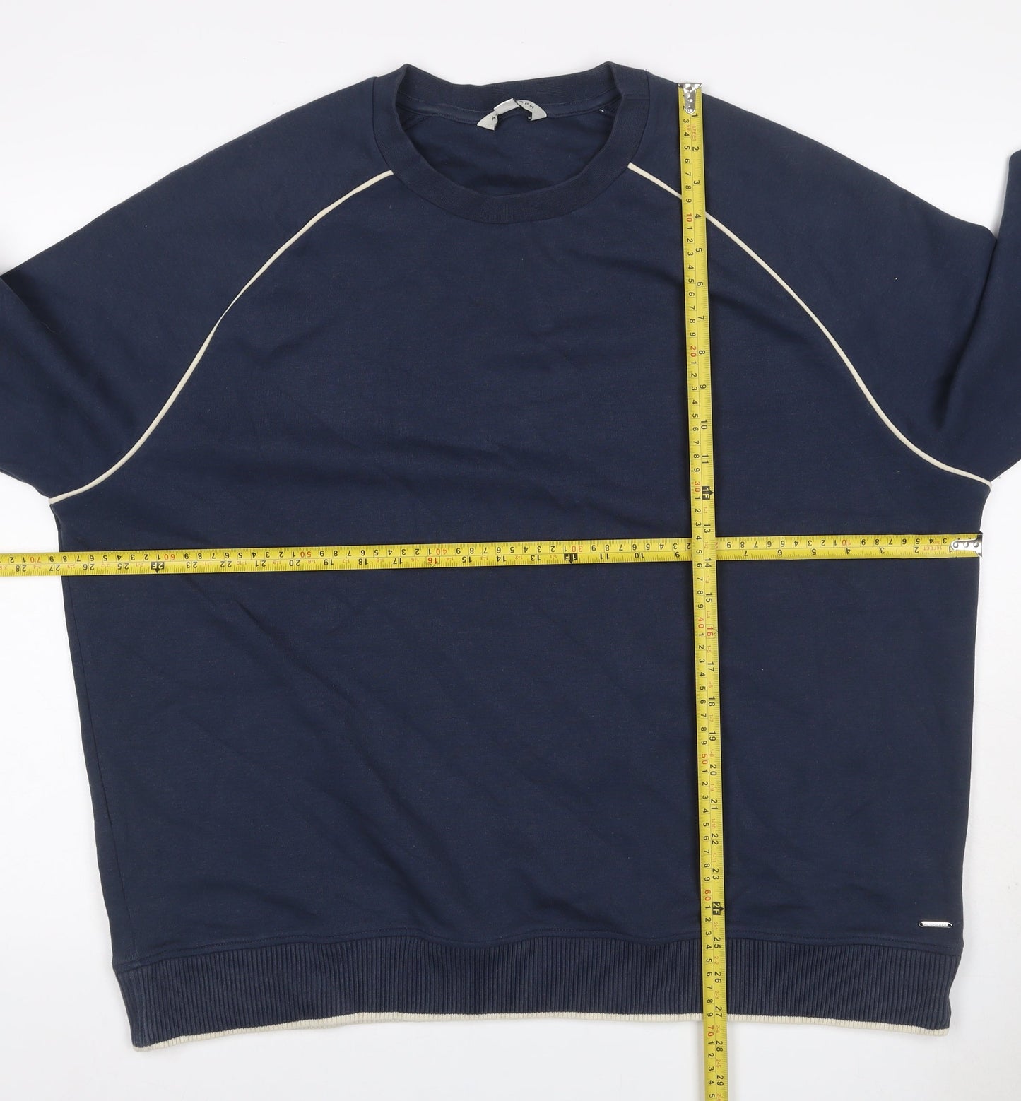 Autograph Men’s Navy 2XL Crew Neck Piped Cotton Sweatshirt