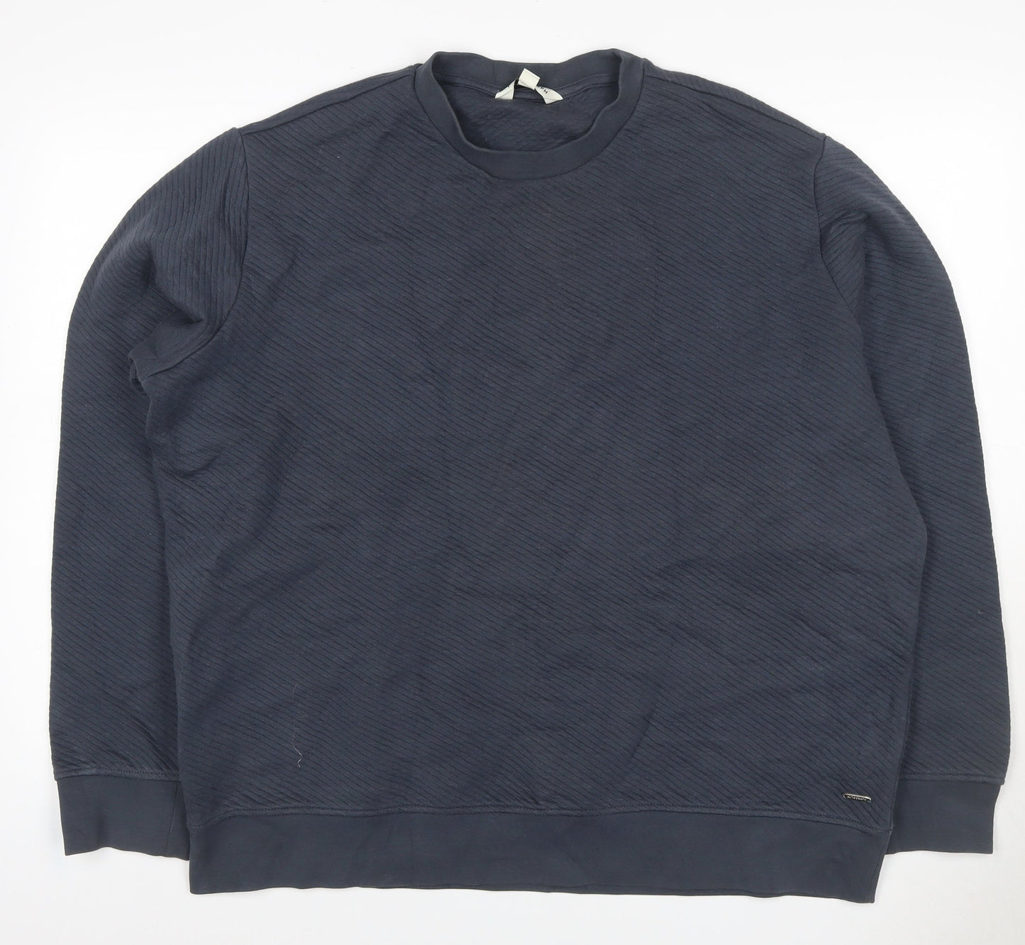 Autograph Men’s Blue 2XL Textured Crew Neck Pullover Sweatshirt Logo