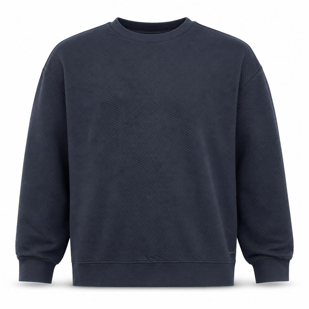 Front view of Autograph Men’s Blue 2XL Textured Crew Neck Pullover Sweatshirt Logo