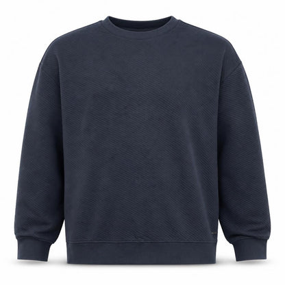 Front view of Autograph Men’s Blue 2XL Textured Crew Neck Pullover Sweatshirt Logo