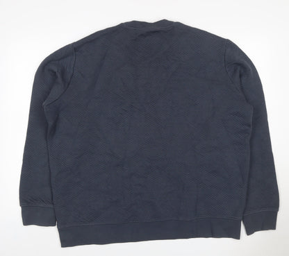 Autograph Men’s Blue 2XL Textured Crew Neck Pullover Sweatshirt Logo