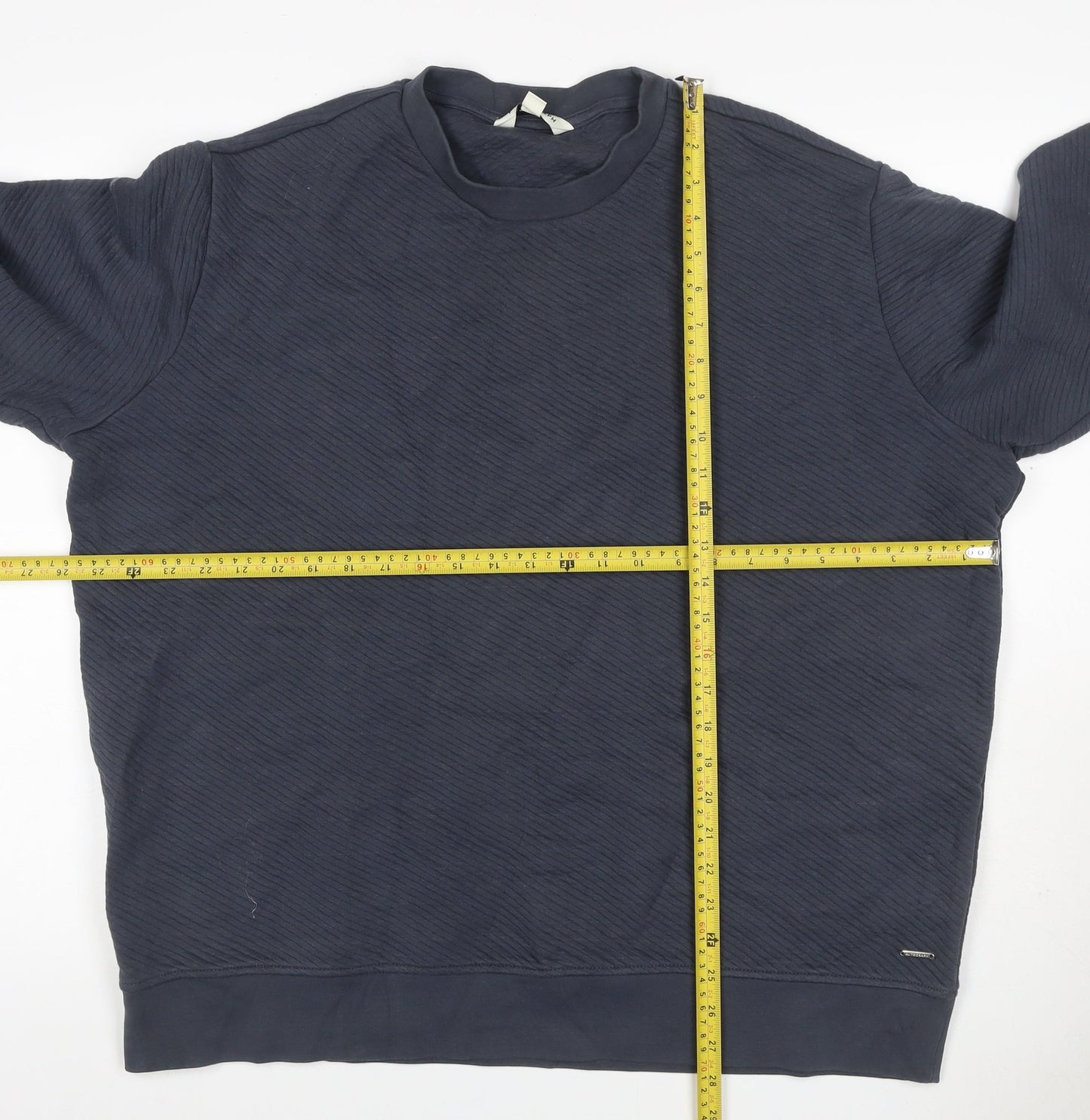 Autograph Men’s Blue 2XL Textured Crew Neck Pullover Sweatshirt Logo