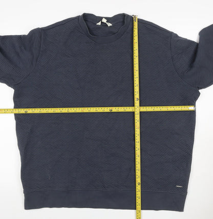 Autograph Men’s Blue 2XL Textured Crew Neck Pullover Sweatshirt Logo