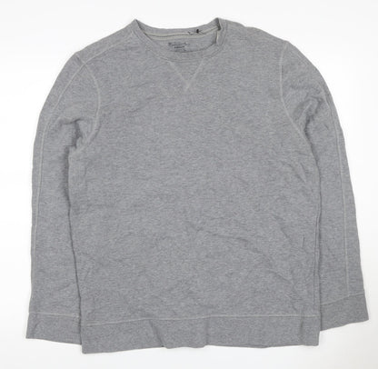 Blue Harbour Men Grey L Crew Neck Pullover Cotton Sweatshirt